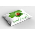 thumbnail image 2 of Ambesonne Irish Pillow Sham 2 Pack, Clover Ladybug, 36"x20", Black Green and Red, 2 of 3