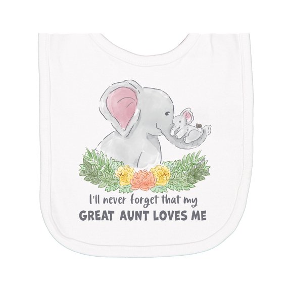 Inktastic I'll Never Forget That My Great Aunt Loves Me Cute Elephants Newborn Bib