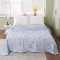 thumbnail image 4 of Linnome Animals Peaches Printed Summer Quilt Washed Cotton Soft Breathable Machine Washable for Spring Fall 59x78.74in Blue#02, 4 of 6