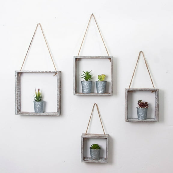 DINHEAROM Hanging Rope Shelving Board Wood Decorators 1Pack 10.4In