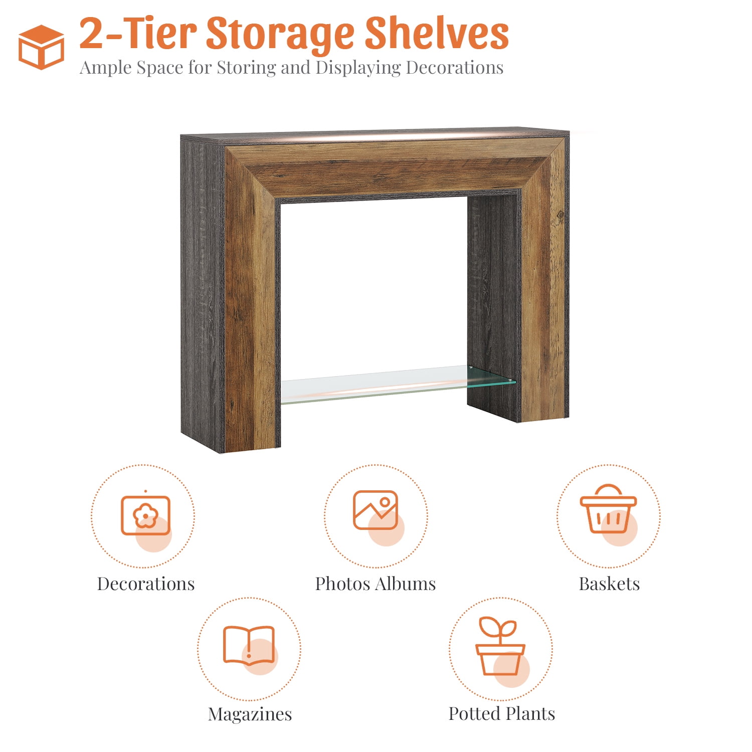 Demi Bonn 41" Console Table Dual-Tone Farmhouse Sofa Table, Stylish End Table for Living Room, Brown