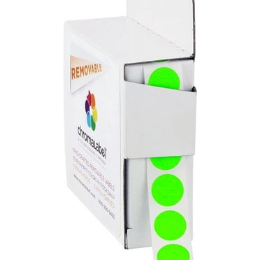ChromaLabel 0.50 Inch Round Label Removable Color Code Dot Stickers, 1000 Labels per Dispenser Box, Fluorescent Green