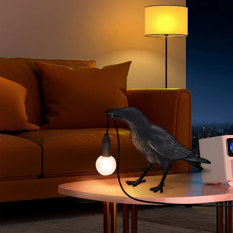 Homchum Halloween Crow Table Lamps, Lucky Raven Resin Desk Lamp