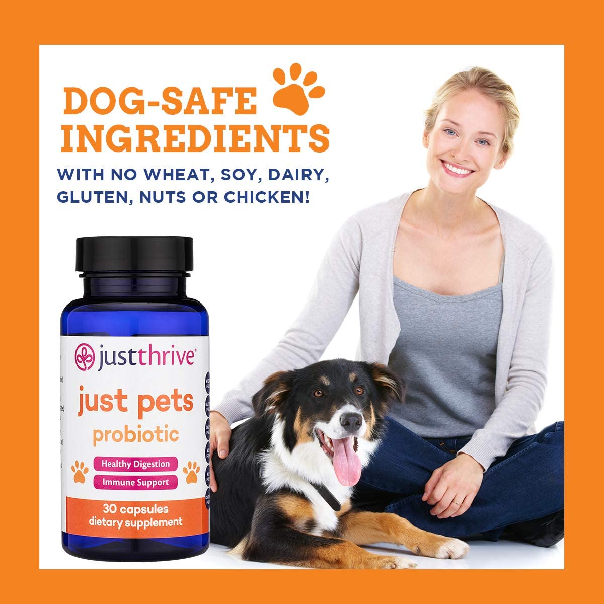Buy Just Thrive Just Pets Probiotic 30 Capsules, 8 oz Daily