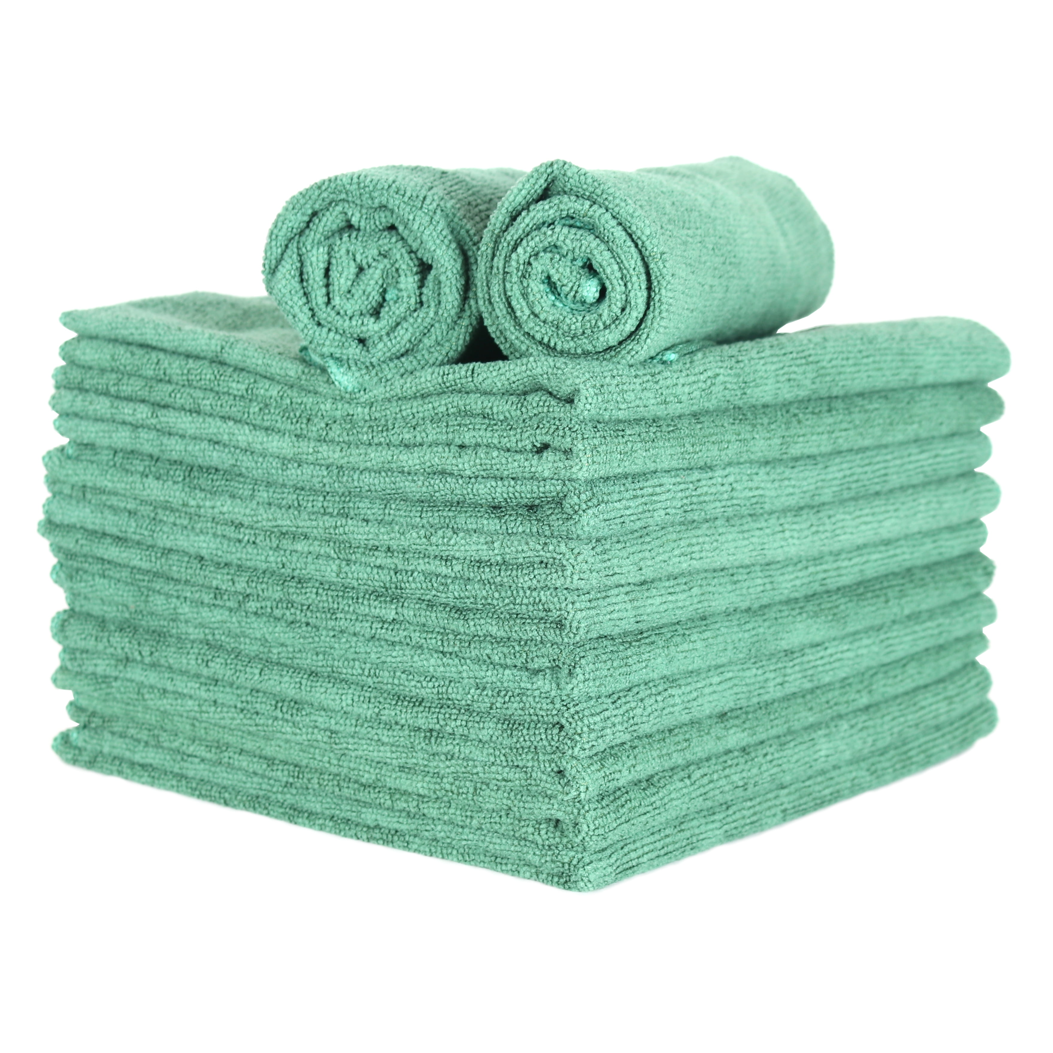 12 Pack of Microfiber Hand Towels 16" x 27" Green Absorbent
