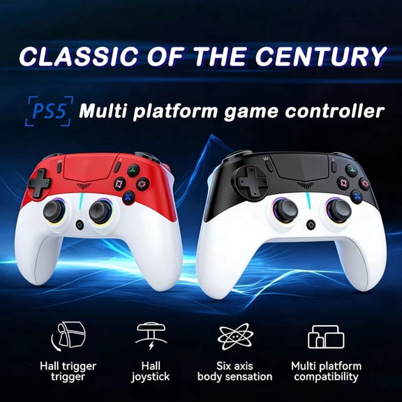 Wireless Controller, Compatible withf for P5 Pro/slim/PC, Dual Vibration, 3.5mm Audio Jack, Macro/turbo Function, 6-Axis Game Pad(1PCS BLACK)