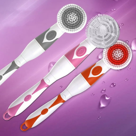 Electric Bath Scrubber,Brush Scrubber With 1 Waterproof Bath Scrubber With 4 Bath Brush Heads Brush With Brush Body Brush 4 In 1 With 4 Brush 4 Brush Heads Brush With Handle Rookin Dsfen Grey