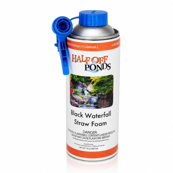 Half Off Ponds Waterfall Foam Sealant for Outdoor Backyard Landscape Use, Black Expanding, 16 oz Straw Can
