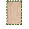 thumbnail image 1 of Handwoven Jute Area Rug - 2' x 16' Feet - Rustic Beige Reversible Rectangular Rugs for Bedroom, Kitchen, Living Room - Vintage Natural Braided Entry Floor Décor Boho Jute Rug (Green, 2x16 ft), 1 of 8