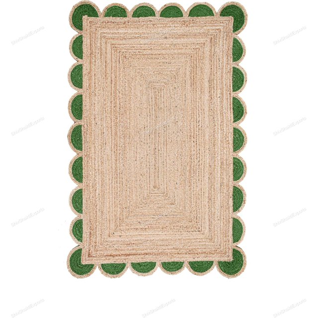 Handwoven Jute Area Rug - 2' x 16' Feet - Rustic Beige Reversible Rectangular Rugs for Bedroom, Kitchen, Living Room - Vintage Natural Braided Entry Floor Décor Boho Jute Rug (Green, 2x16 ft)
