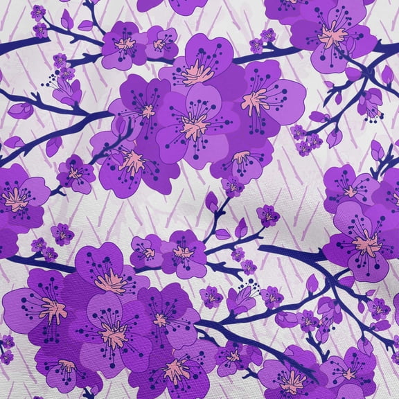 oneOone Cotton Poplin Violet Fabric Asian Chinese Floral Sewing Fabric By The Yard Printed Diy Clothing Sewing Supplies 42 Inch Wide