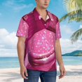 thumbnail image 3 of Sikiie Sparkling Pink Toilet Print Men's Hawaiian Shirt, Summer Beach Button Pocket Short Sleeve T-Shirt,Medium, 3 of 7