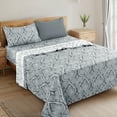 thumbnail image 3 of Lux Decor 4-Piece Twin Size Sheet Sets – Ultra-Soft Microfiber, Paisley Print, Upto 16" Deep Pocket Fitted Sheet, Flat Sheet & 2 Pillowcases, Grey, 3 of 11