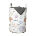 thumbnail image 1 of Marine Laundry Bag, Sea Objects Exotic Fish and Crabs Coral Reef Mollusk Oyster Aquarium Cottage, Hamper Basket with Handles Drawstring Closure for Laundromats, 13" x 19", Multicolor, by Ambesonne, 1 of 4