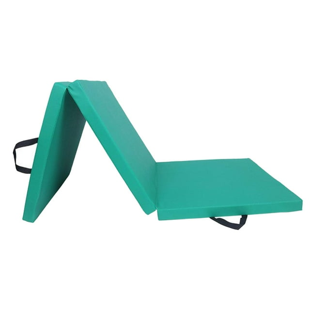 Tri Fold Thick Exercise Mat Yoga Mat Unisex Protective Flooring Yoga Pad Gym for Green Oxford Cloth