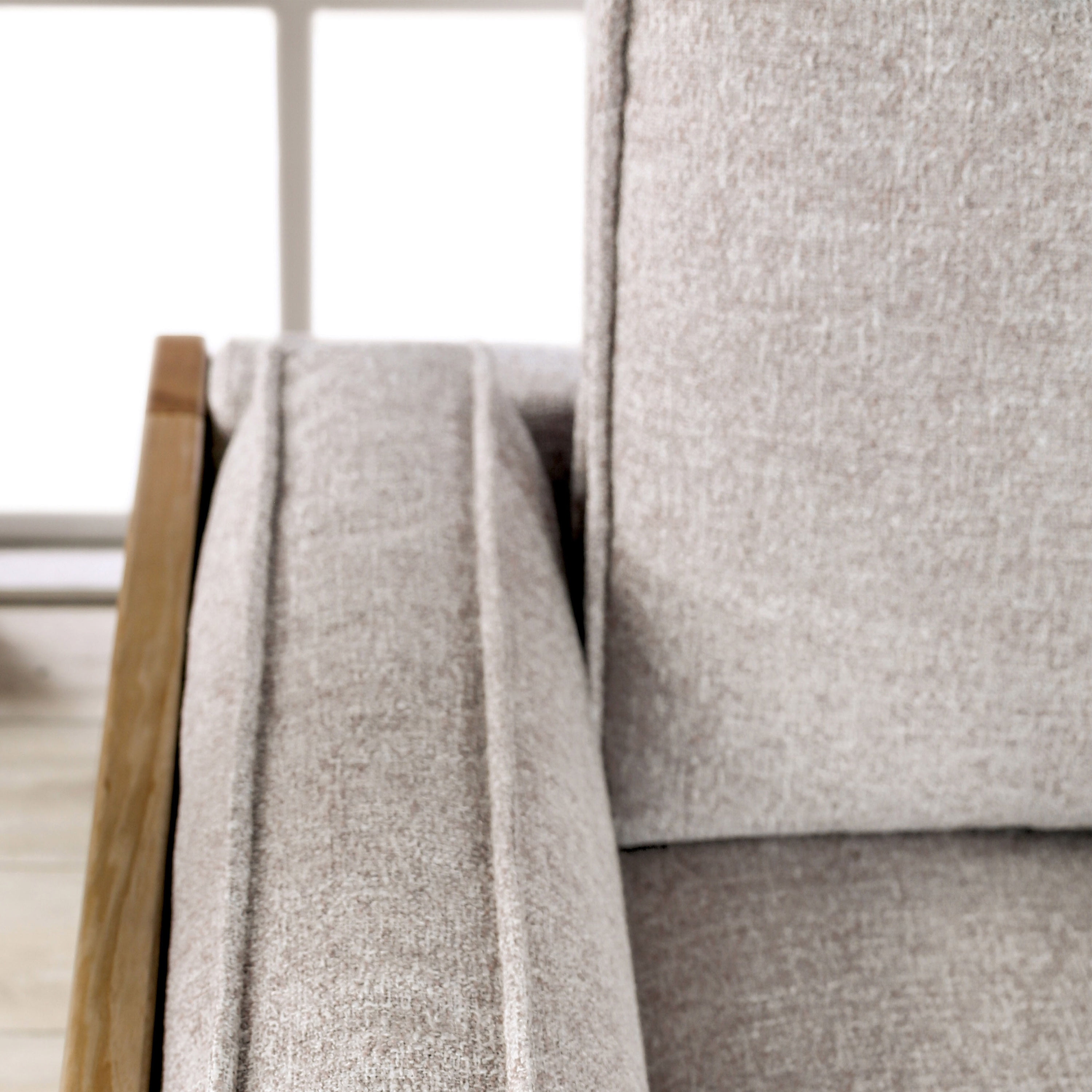 Furniture of America Gulver Modern Adult Upholstered Fabric Sofa, Light Brown and Natural