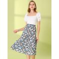 thumbnail image 3 of Unique Bargains Jupe Midi Décontractée à Imprimé Floral Évasée pour Femme,, 3 of 6