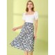 thumbnail image 3 of Allegra K Falda Midi Para Mujer Faldas Con Gradas Casuales Con Cintura Elástica Y Una Línea Azul verde S, 3 of 6