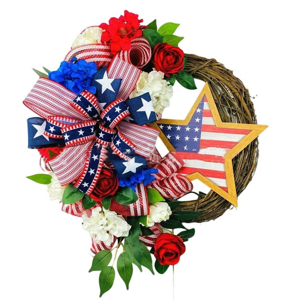 July 4th Wreaths for Front Door Independence Day Fourth Mesh Door