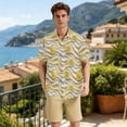 thumbnail image 6 of Dailycode Men's Casual Button Down Shirts Short Sleeve Summer Hawaiian Beach Shirt, Lemon Slice and Cream, 6 of 7