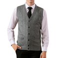 thumbnail image 2 of Chaleco de ropa para hombres de mediana edad y mayores, cárdigan con botones y cuello en V, chaleco de punto, suéter de color sólido, 2 of 2