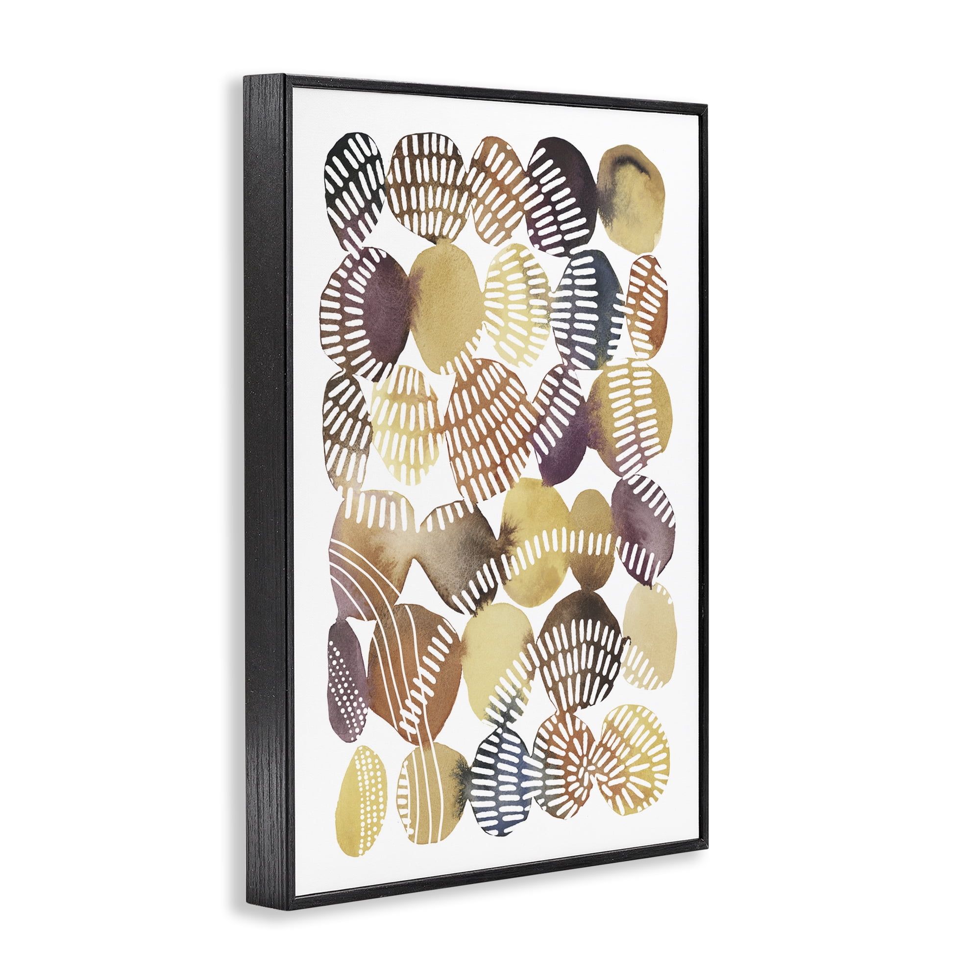 Stupell Industries Southwestern Patterned Pebbles Abstract Painting Black Framed Art Print Wall Art, 16 x 24