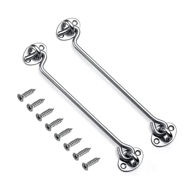 Rawiri Pestillo de Gancho y Ojo de 10 Pulgadas Gris Cabina Gancho y Ojo para Puerta de Patio Blanco Paquete de 2 Pestillos de Gabinete de Servicio Pesado de Acero Inoxidable de 250 mm para Puerta