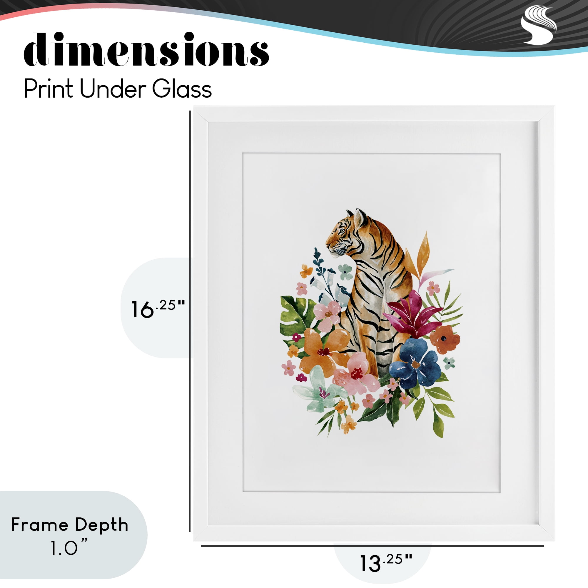Stupell Industries Tropical Jungle Tiger White Framed Print Under Glass, design by Bethany Sandoval