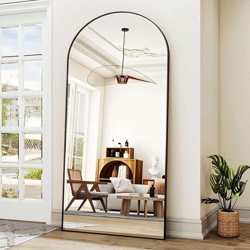 Anyrose 71.2" x 30" Arched Full Length Mirror Wall Mirror with Aluminum Alloy Frame, Black