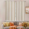 thumbnail image 3 of Bedroom Curtains 63 Inches length, Beige Striped Window Treatment Curtain Drapes, Modern Minimalist Stripes Farmhouse Rod Pocket Curtain Panels for Living Room Kitchen, 42"x63", 2 Panels, 3 of 9