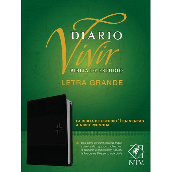 Biblia de Estudio del Diario Vivir Ntv, Letra Grande (Sentipiel, Negro/Ãnice, Letra Roja), (Hardcover)