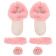 thumbnail image 1 of 1 juego de forros cálidos para zapatos, pantuflas de felpa con bandas y pompón para zapatos, plantillas de repuesto para invierno, color rosa, talla 38-39, 1 of 8