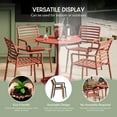 thumbnail image 6 of WestinTrends Playa 5-Piece Indoor Outdoor Metal Patio Dining Table Set With Stackable Plastic Patio Arm Chairs, Red, 6 of 15