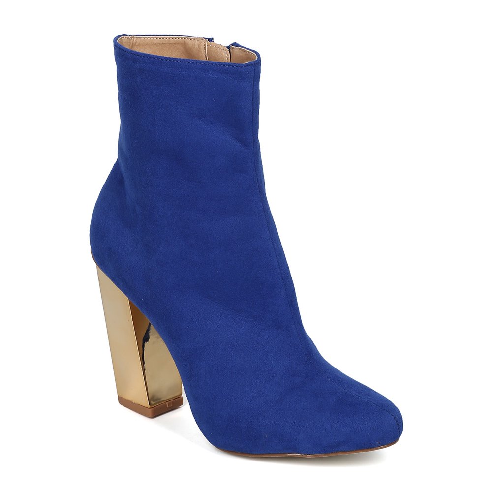 almond toe block heel booties