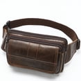 thumbnail image 1 of Riñonera de cuero para hombre, capa superior de piel de vaca, para exteriores, bandolera, bolso de pecho, bolso pequeño retro de cuero genuino para hombre, 1 of 6
