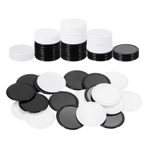 Uxcell 100 Pack 1.2 Inch Plastic Poker Chips, Mini Bingo Chips Learning Counters Counting Counters Disks Markers Opaque Game Tokens for Game Play Math Counting, Black/White