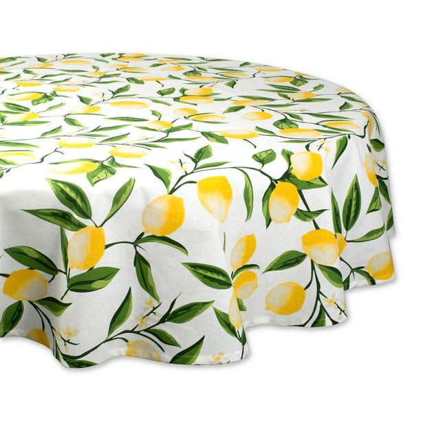 Dii Lemon Bliss Print Tablecloth 70, 70 Round Tablecloths