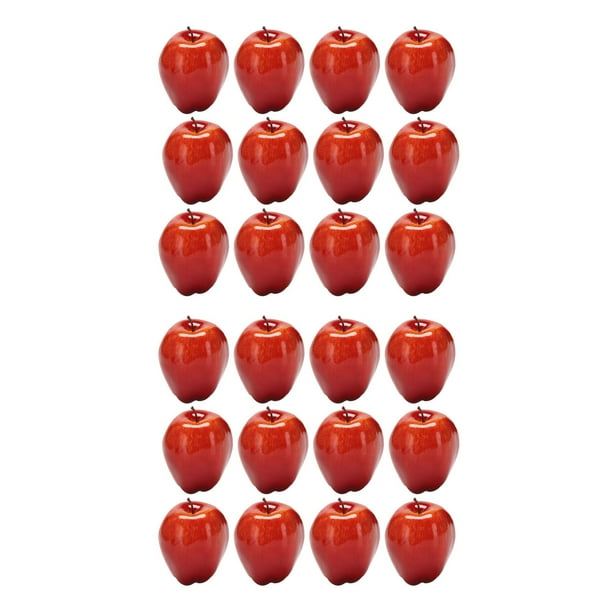 24 Piezas de Manzanas Artificiales Fruta Roja Deliciosa para la Cocina Decoración de Alimentos para El Hogar Decoración de Fiesta en Casa Manzanas Artificiales