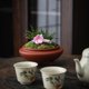 thumbnail image 5 of Soporte para palillos de cerámica de cereza de nieve de estilo japonés, soporte para cuchara de flor rosa, Juego de cuatro, 5 of 5