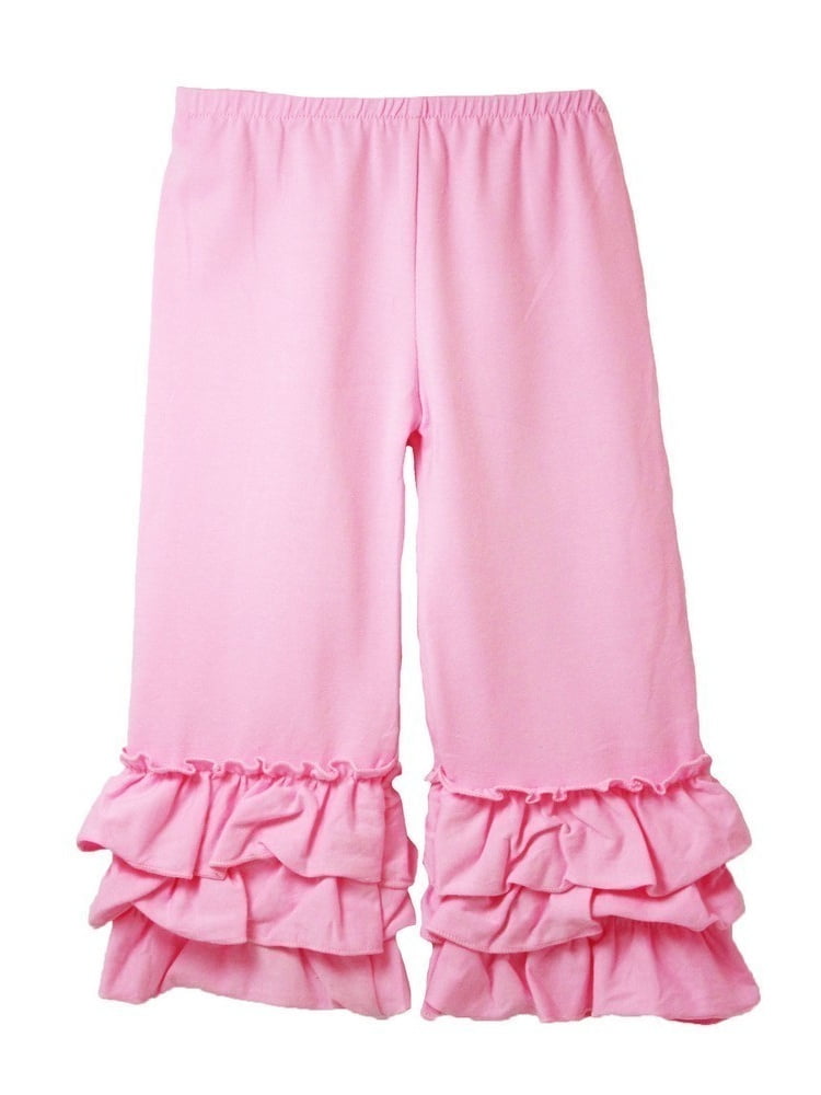 Dress Up Dreams Boutique Girls Pink Triple Tier Ruffle Cuffed Cotton