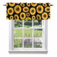 thumbnail image 2 of Rustic Yellow Sunflower Floral Valances for Windows,Kitchen Valance Rod Pocket Short Curtain, Country Flower on Black Valance Curtain Window Valances for Bedroom Bathroom Living Room 60x18in, 2 of 9