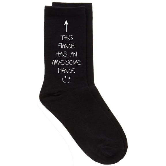 This Fiance Has An Awesome Fiance Black Calf Socks Birthday Christmas Present Valentines Husband Boyfriend
