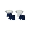thumbnail image 3 of Loicainy Toddler Baby Boys Summer Outfits 3 6 9 12 18 24 Months 2T 3T Contrast Color Short Sleeve Round Neck Tops and Shorts Clothes Set, 3 of 9