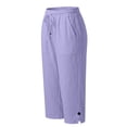 thumbnail image 7 of Delayuji Womens Capri Pant High Waisted Drawstring Elastic Comfy Straight Leg Short Pants Cropped Pant With Pockets, 7 of 7