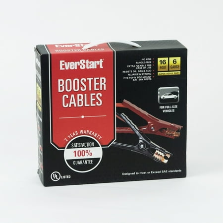 Everstart 16 Foot 6-Gauge Booster Cables (Best Rated Battery Booster Pack)