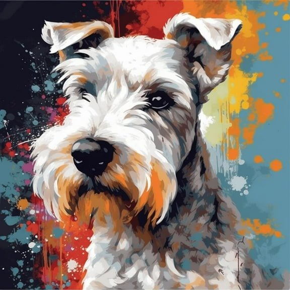 Paint by Numbers Kit for Adults -White Schnauzer (2)- on Canvas with Brushes Acrylic Pigment DIY Oil Painting for Home Wall Decor (40x50cm/16x20 inch)-