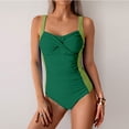 thumbnail image 5 of Women's One Piece Swimsuit Solid Color with Removable Bra Pads No Underwire Bikini Style for Beach Vacation,Dark Green,XL, 5 of 6