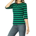 thumbnail image 1 of INSPIRE CHIC T-Shirt pour Femme Fête des Mères Non Doublé Col Rond Manches au Coude Coupe Ajustée Décontracté L Vert Bleu Foncé, 1 of 8
