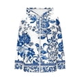 thumbnail image 7 of Trikvn Women's Floral Zip Up Sweatshirts Vintage Print Long Sleeve Hoodie Lightweight Casual Full Zip Jacket with Drawstring Pockets Chinoiserie Style Outerwear Tops, 7 of 7