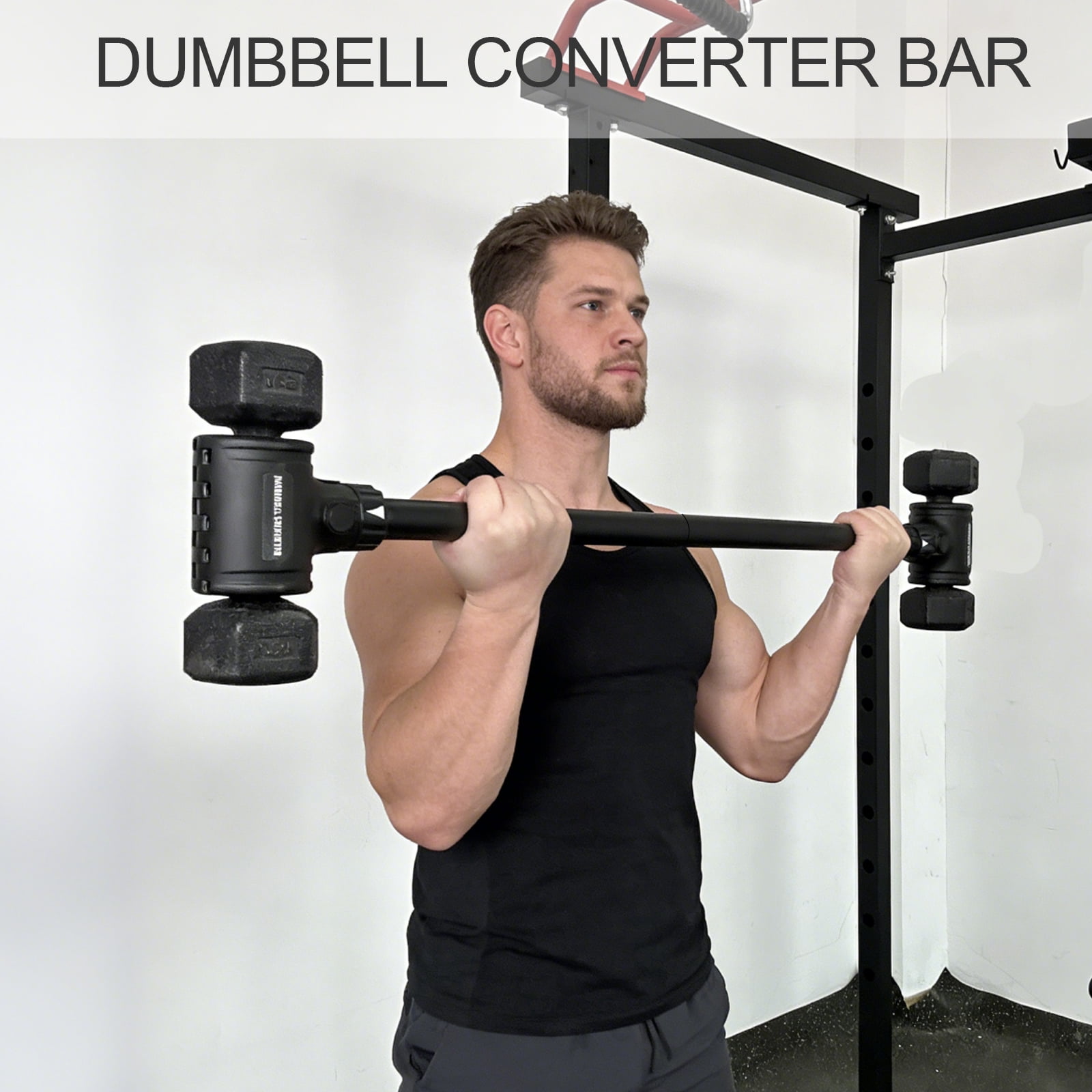 KORIKAHM Upgrade Dumbbell Barbell Converter Bar, Adjustable Weight Capacitry Bar Convert to Dumbbell Set for Home Gym Strength Training